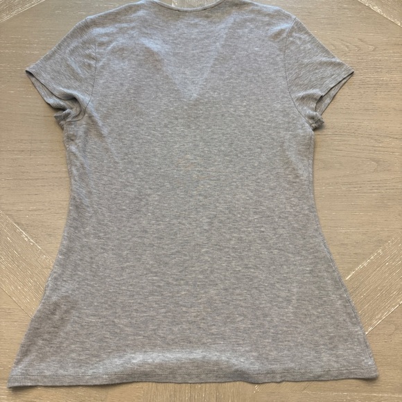 INC International Concepts LINED Gray Short Sleeve Ribbed Tee - Picture 5 of 5